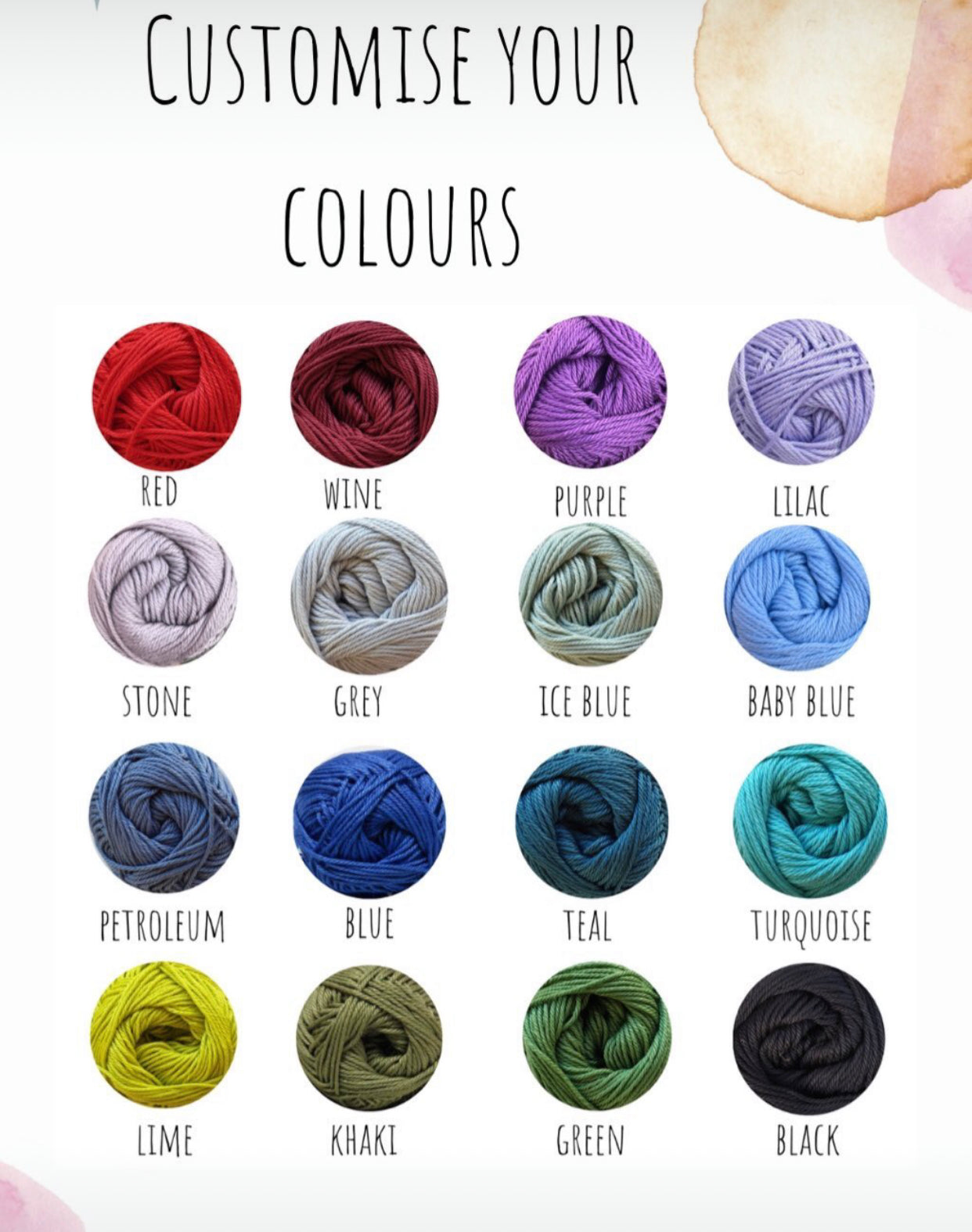 Yarn Colour Chart 1