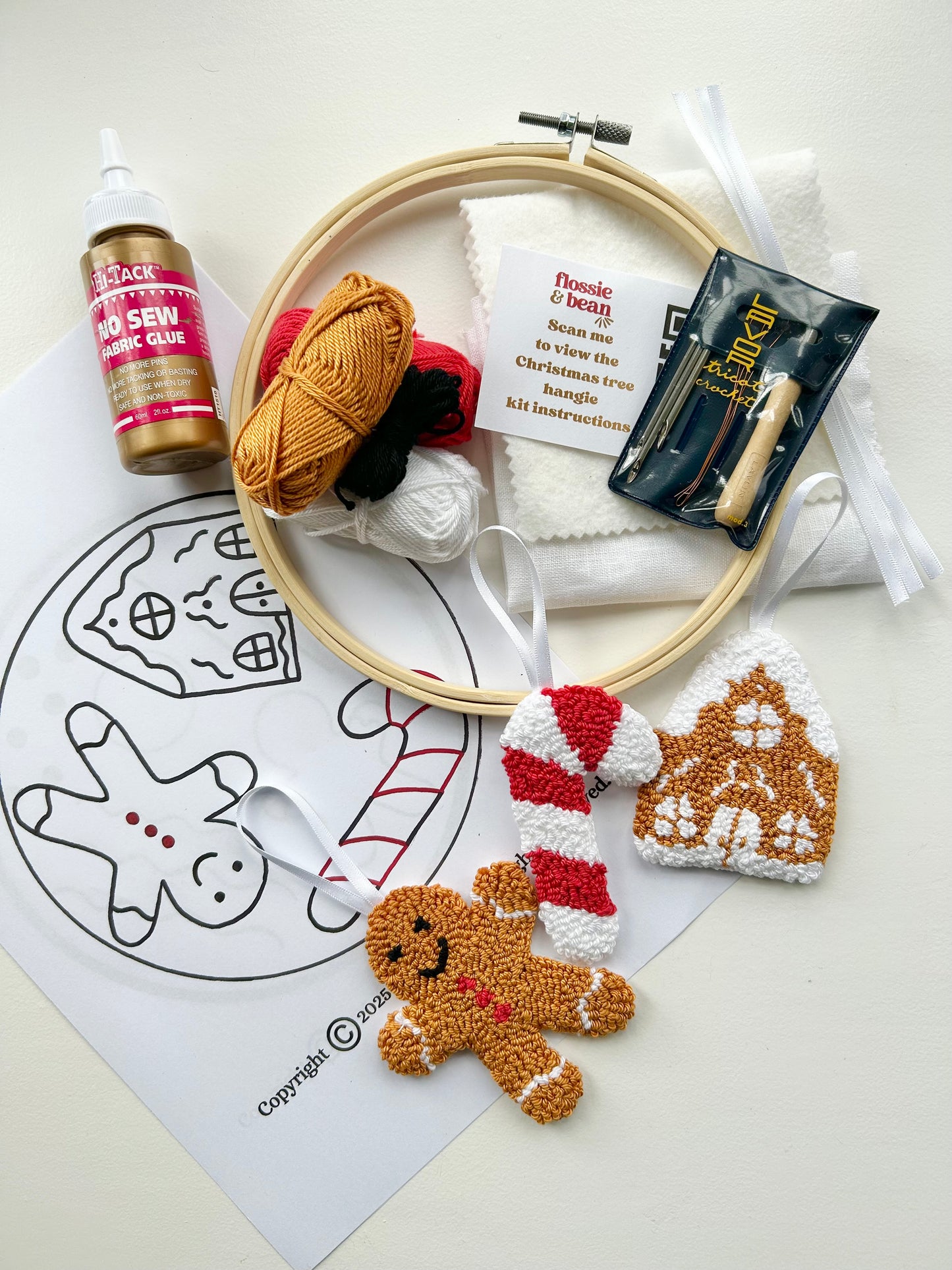 Punch Needle Embroidery Craft Kit | Christmas Tree Decorations