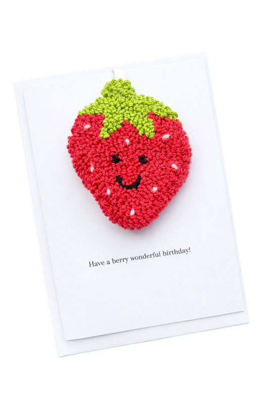 Personalised Strawberry Punch Needle Keepsake Card