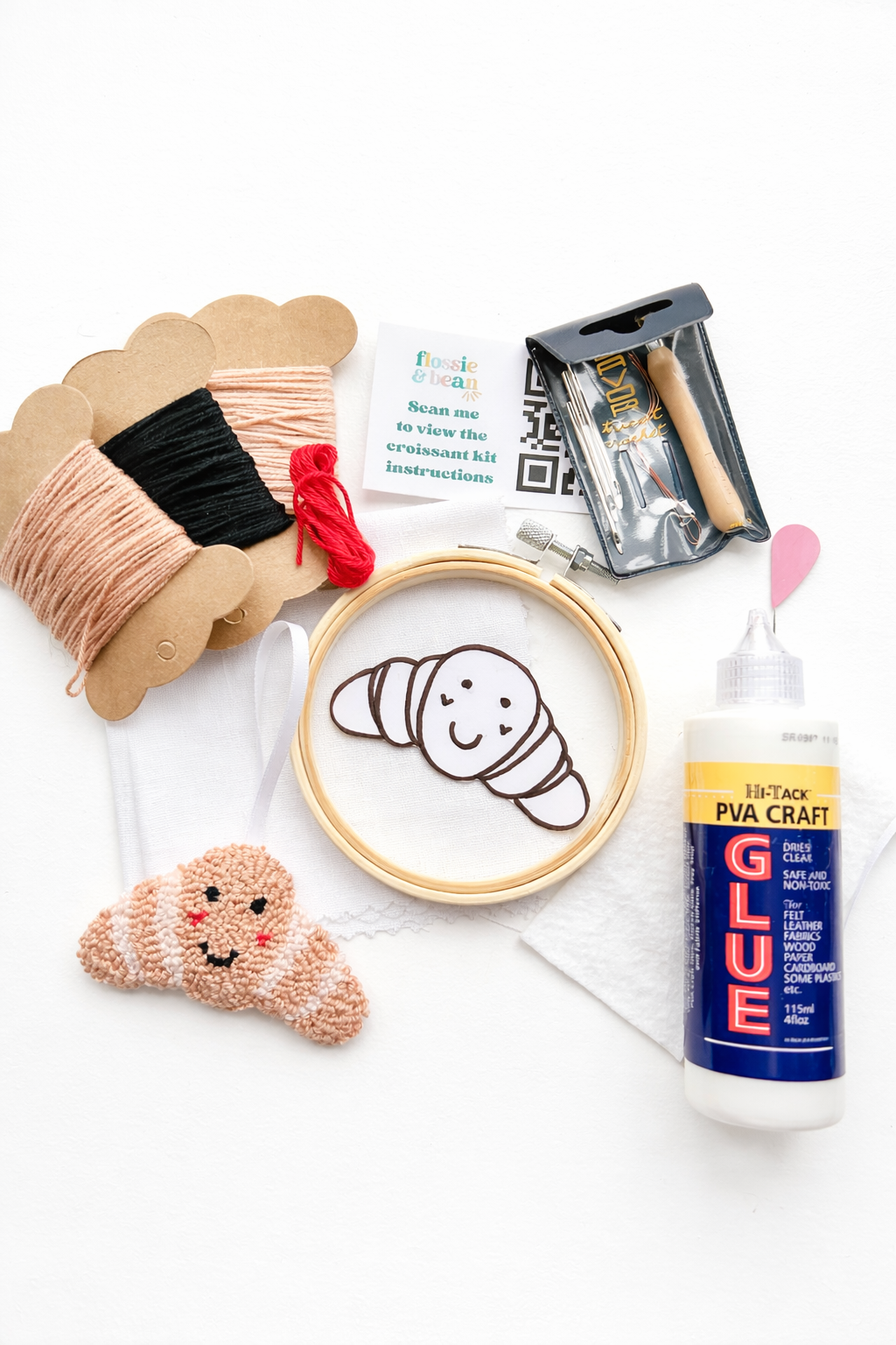 Punch Needle Embroidery Craft Kit | Croissant Decoration